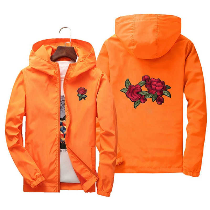Rose Embroidery Jackets Men Women Flower Embroidered Polyester Jacket Hip Hop Casual Family Clothing Plus Size 6XL 7XL HH124 X0621