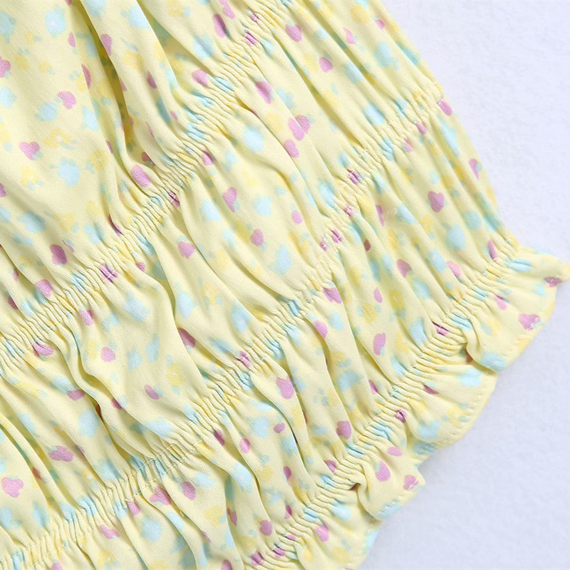 Sweet women Square Collar Blouse Summer Fashion Ladies Country Style Cute Shirt Female Floral Print Cropped Top 210515