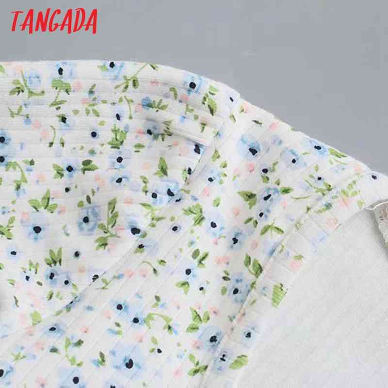 Women Retro Print Strethy Crop Short Sleeve Summer Chic Female Sexy Slim Shirt Tops 3D52 210416