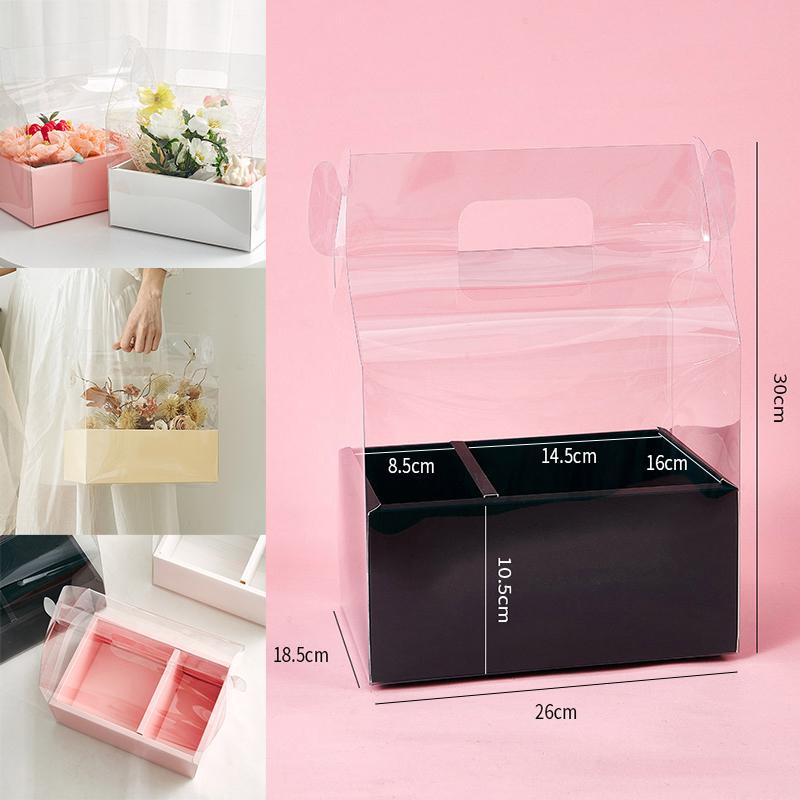 Gift Wrap Crystal Box PVC Portable Transparent Flower Packaging Floral Bag Beautiful Surprise Wedding Ceremony Cake