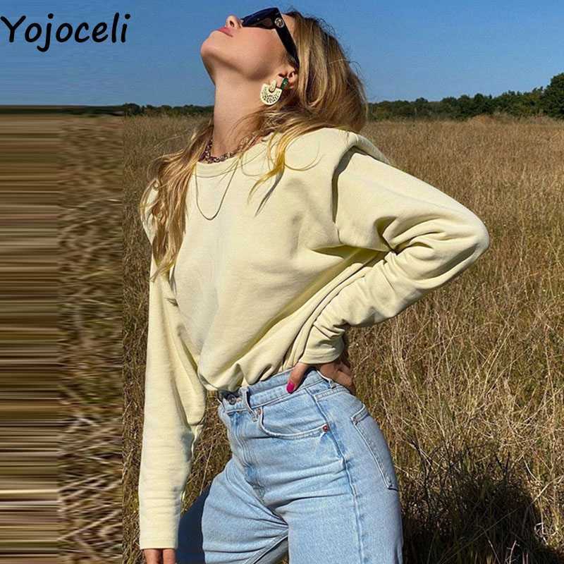 Yojoceli Autumn warm casual women sweatshirt Winter basic fashion tracksuit female Chic elegant short sweatshirts 210609