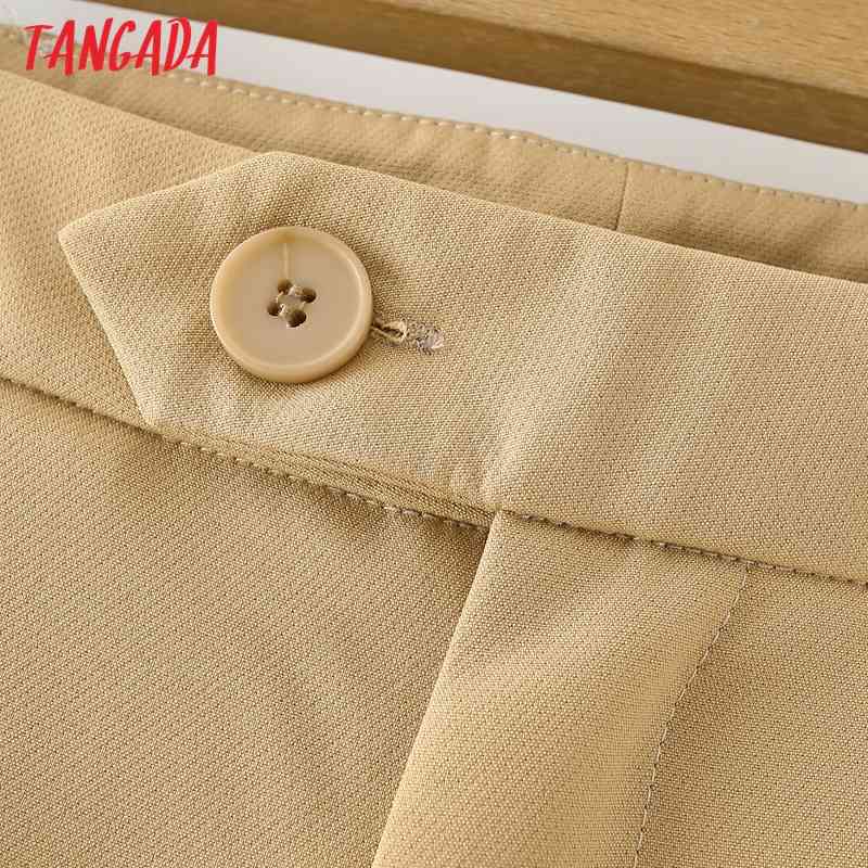 Women Elegant Solid Side Zipper Pockets Vintage OL Shorts Pantalones DA96 210416