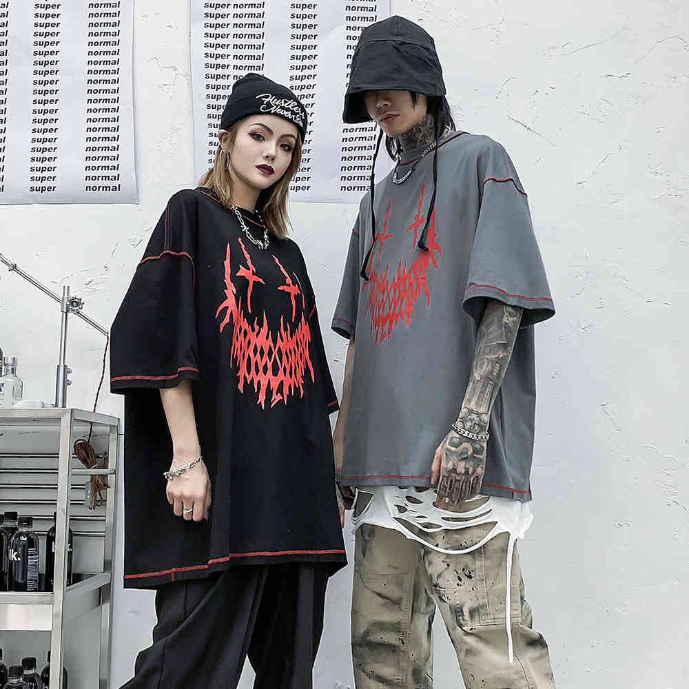 Gothic Oversized Streetwear Tshirt Sloth Summer Clothes Punk Skull Graphic Tees T Shirt Women Fashion Clothing Tops Trend 210406