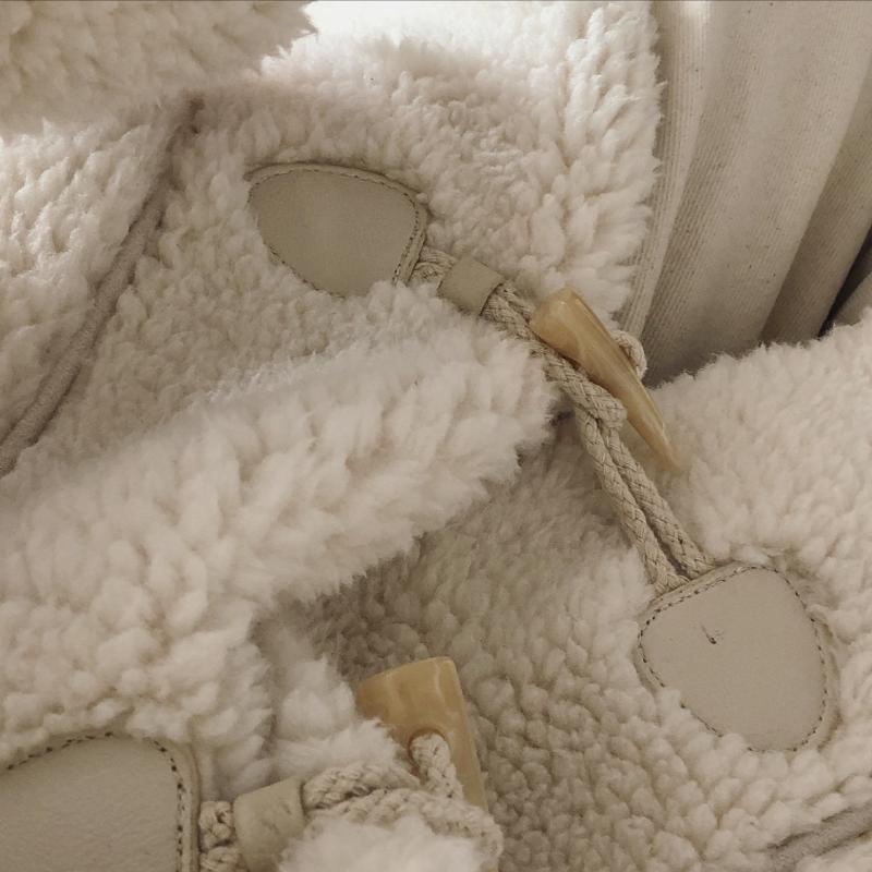 Women's Fur & Faux Winter Milky White Lamb Wool Coat Thick Lapel Long Plush Women Jacket
