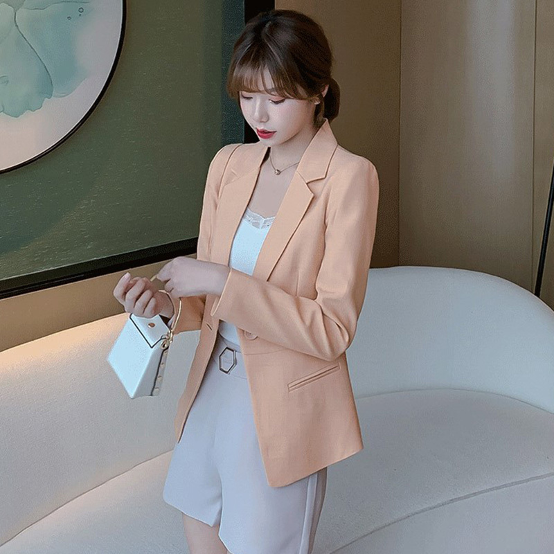 Women Blazer Formal s Lady Office Work Suit Pockets Jackets Coat Slim Black Femme 210524