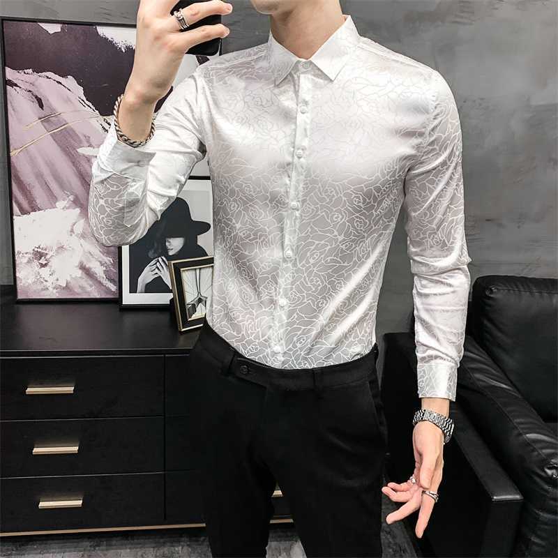Rose Print Men Shirts Long Sleeve Casual Business Dress Shirts Spring Social Party Slim Fit Tops Men Clothing Chemise Homme 210527, White
Rose Print Men Shirts Long Sleeve Casual Business Dress Shirts Spring Social Party Slim Fit Tops Men Clothing Chemise Homme 210527, White