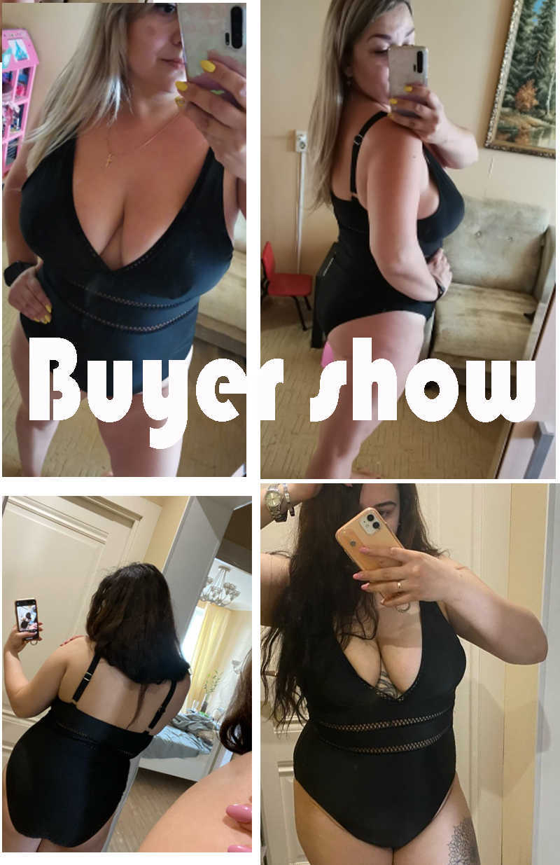Mesh Insert High Waist Plus Size Swimsuits V Neck Swimwear Push Up Swim Suit for Women Ladies Bathing Suits Black 8xl 210625