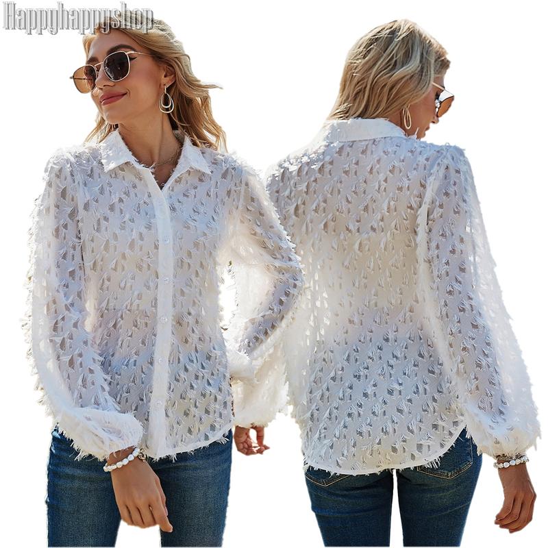 Women' Blouses & Shirts Fashion Women White Turn Down Collar Blouse Hollow Out Tassles Long Sleeve Slim Tops Spring Summer Party Clothes
Women' Blouses & Shirts Fashion Women White Turn Down Collar Blouse Hollow Out Tassles Long Sleeve Slim Tops Spring Summer Party Clothes