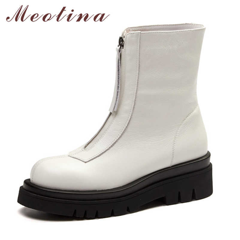 Meotina Woman Boots Real Leather Ankle Boots Zipper High Heel Short Boots Platform Block Heels Female Shoes Autumn Winter White 210608, White velvet lining
Meotina Woman Boots Real Leather Ankle Boots Zipper High Heel Short Boots Platform Block Heels Female Shoes Autumn Winter White 210608, White velvet lining