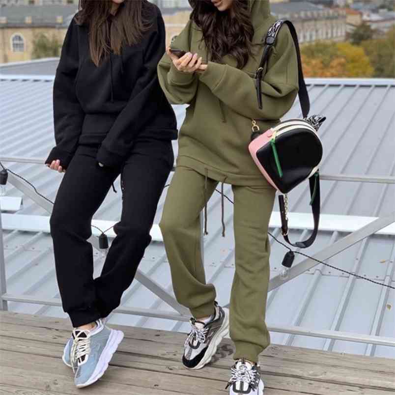 Autumn And Winter Solid Color Long-sleeved Loose Pocket Hoodies Two-piece Women Fashion Casual Sweatshirt Tracksuit 210517, Dark green
Autumn And Winter Solid Color Long-sleeved Loose Pocket Hoodies Two-piece Women Fashion Casual Sweatshirt Tracksuit 210517, Dark green