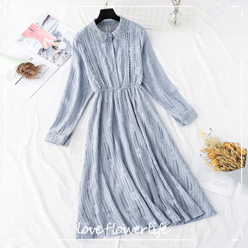 Elegant Women Lace Dress Autumn Winter long sleeve Lady Slim Party Dress Sweet Doll collar Midi Long Dress vestidos 210521, Blue
Elegant Women Lace Dress Autumn Winter long sleeve Lady Slim Party Dress Sweet Doll collar Midi Long Dress vestidos 210521, Blue
