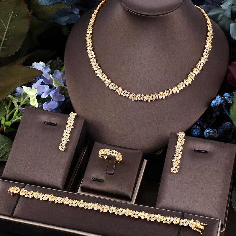 Earrings & Necklace Jankelly Gold-Color 4pcs Bridal Zirconia Jewelry Sets For Women Party, Luxury Dubai Nigeria CZ Crystal Wedding, As pic
Earrings & Necklace Jankelly Gold-Color 4pcs Bridal Zirconia Jewelry Sets For Women Party, Luxury Dubai Nigeria CZ Crystal Wedding, As pic