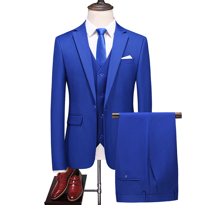 Customized men's wedding groomsmen banquet formal business three-piece suit (top + pants + vest)