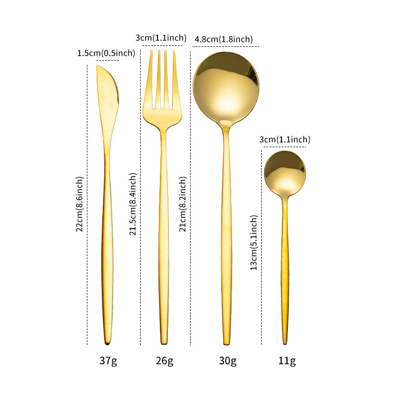 24PCS/Set Stainless Steel Dinnerware Colorful Dinnerware Set Knife Fork Coffee Spoon Cutlery Set Kitchen Tableware Silverware