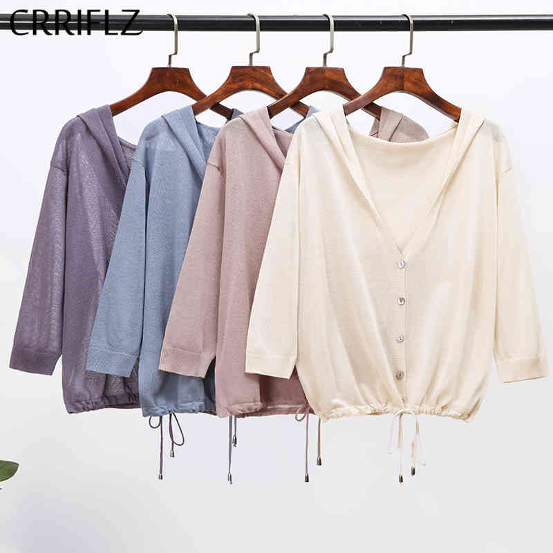 Summer Thin Knitted Hooded Cardigans Sweater Women Casual Solid Single Breasted Top CRRIFLZ 210520, Pink
Summer Thin Knitted Hooded Cardigans Sweater Women Casual Solid Single Breasted Top CRRIFLZ 210520, Pink