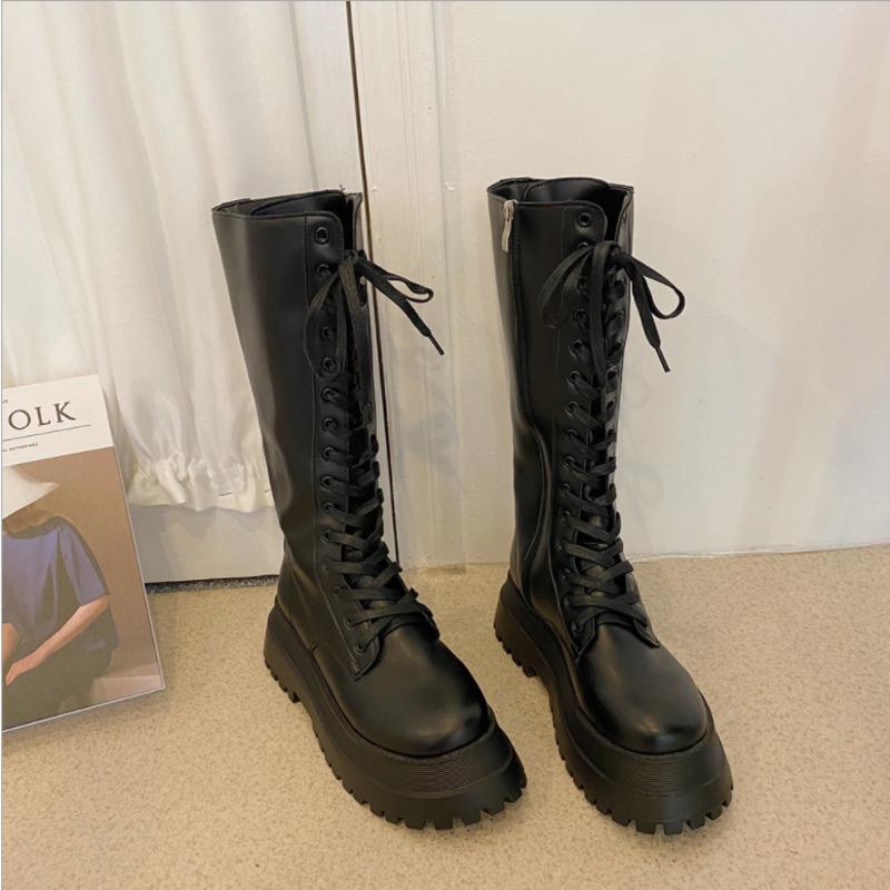 Boots Women's PU Thick Bottom Zip Punk Casual Female Shoes Fashion Strappy Mature Spring&Autumn Ladies Footwear Outdoor