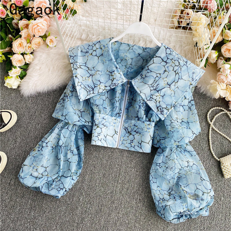 Gagaok Fashion Vintage Women Shirts 2021 Spring Autumn New Chiffon Lapel Puff Sleeve Short Slim Chic Wild Tops and Blouses K3909, Blue
Gagaok Fashion Vintage Women Shirts 2021 Spring Autumn New Chiffon Lapel Puff Sleeve Short Slim Chic Wild Tops and Blouses K3909, Blue