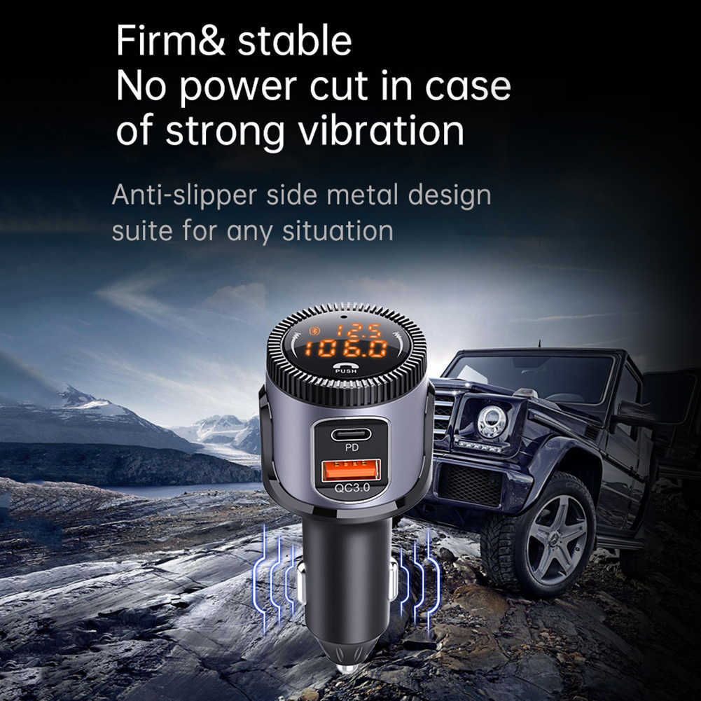 Car BC72 Bluetooth 5.0 Kit MP3 Player FM Transmitter with PD QC 3.0 USB Fast Charging Adapter Wireless Handsfree