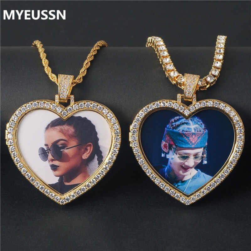 Custom Necklace&Pendant Men Iced Out Cubic Zircon Copper Tennis Chain Photo Necklaces Heart Shape Medallions Hip Hop Jewelry X0509
Custom Necklace&Pendant Men Iced Out Cubic Zircon Copper Tennis Chain Photo Necklaces Heart Shape Medallions Hip Hop Jewelry X0509
