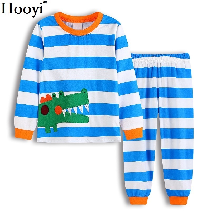 Dinosaur Baby Boys Pajamas Suit Cartoon Dino Children Sleepwear Clothes Sets Long Sleeve Tee Shirts Trousers Kids Pijamas Soft 210413