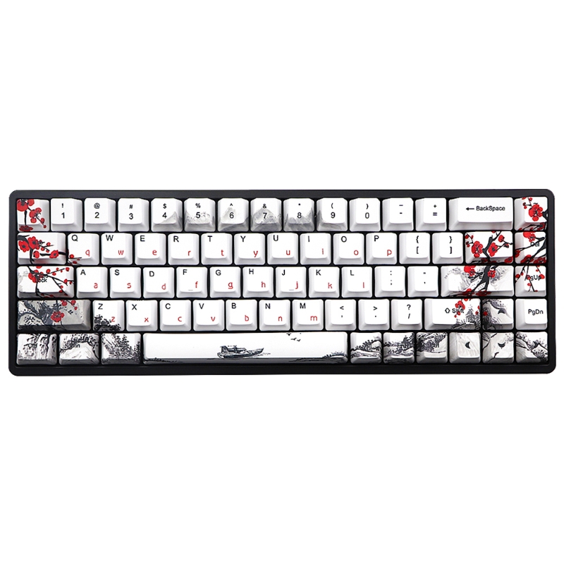 68 Keys Keycap Wangjiang Plum Blossom Keycap Dye Sublimation OEM Profile Mechanical Keyboard Keycap For K6 IFG68 TADA68 EK820