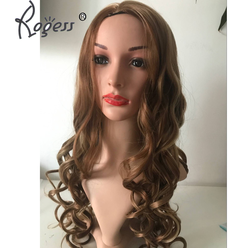 Beautiful Long Brown Mixed Blond High Temperature Hair wig for Fashion Ladys Daily Life Cosplay