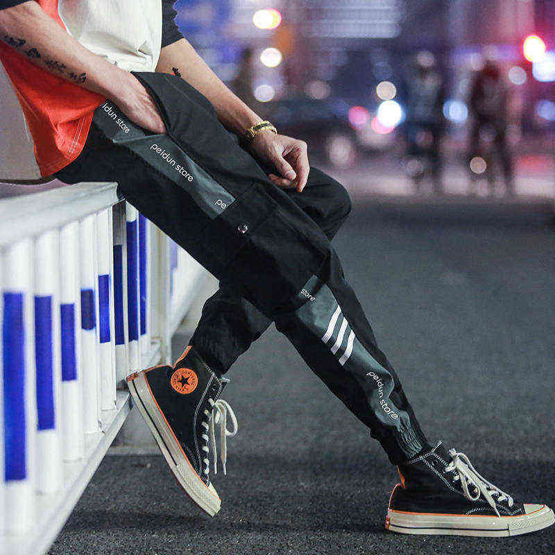 Spring Summer Sports Pants Men Tooling Pants Male Beam Feet Male Youth Version Closing Feet Nine Points Pants Casual Pant 211112
