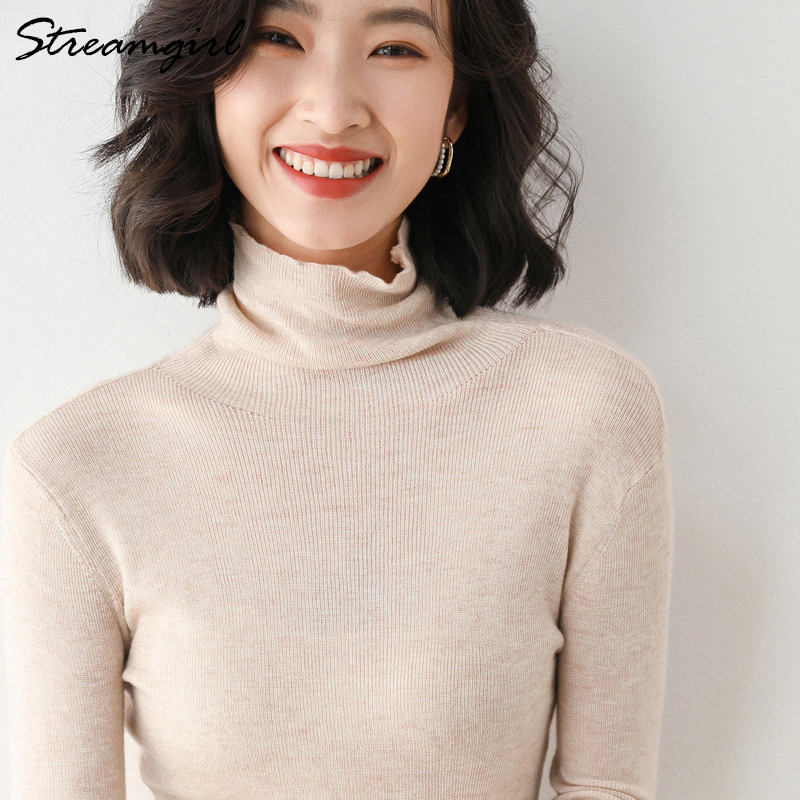 Turtleneck Sweaters For Women Winter Sweater Soft Casual Solid Pullover Knitted Sweaters Black Turtleneck Sweater Women Winter 210421