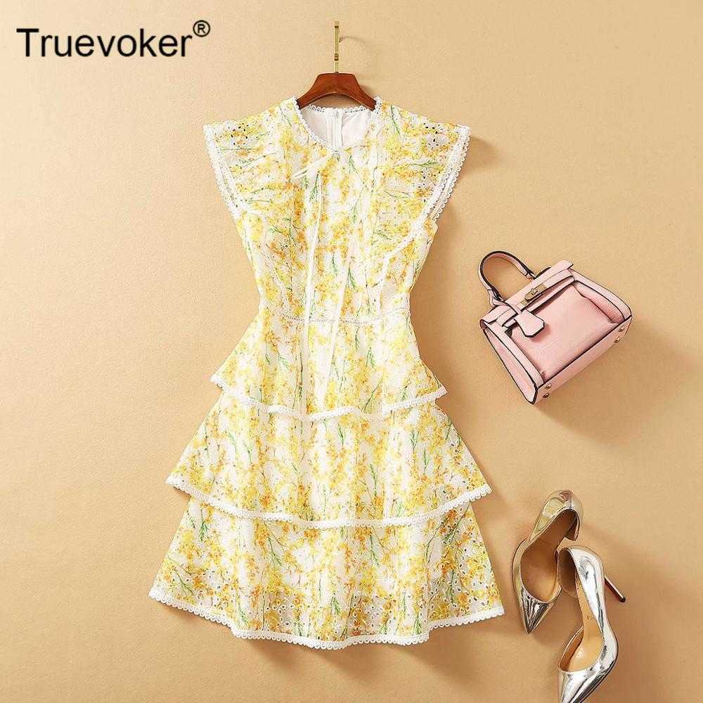 Truevoker Summer High Street Fashion Ladies' Sleeveless Elegant Yellow Flower Print Embroidery Hollow Out Caker Resort Dress 210602
Truevoker Summer High Street Fashion Ladies' Sleeveless Elegant Yellow Flower Print Embroidery Hollow Out Caker Resort Dress 210602