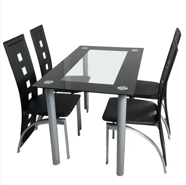 4pcs High Grade PVC Leather Comfortable Dining Room Furniture Chairs Black kitchen assesories stools desk