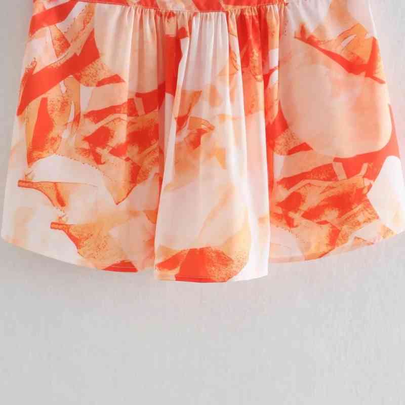 Summer Women Printed Suspender Short Blouse Female Sleeveless Shirt Casual Lady Crop Tops Blusas S8857 210430