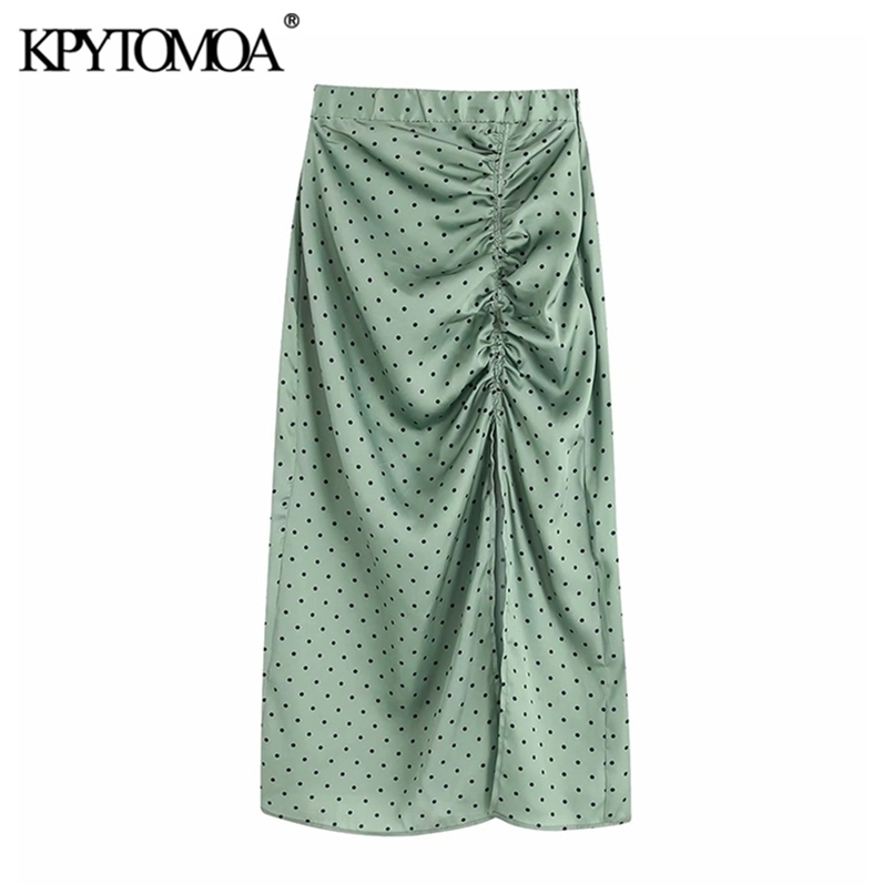Vintage Elegant Polka Dot Pleated Midi Skirt Women Fashion Elastic Waist Side Zipper Slit Female Skirts Chic Faldas Mujer 210702, As picture
Vintage Elegant Polka Dot Pleated Midi Skirt Women Fashion Elastic Waist Side Zipper Slit Female Skirts Chic Faldas Mujer 210702, As picture