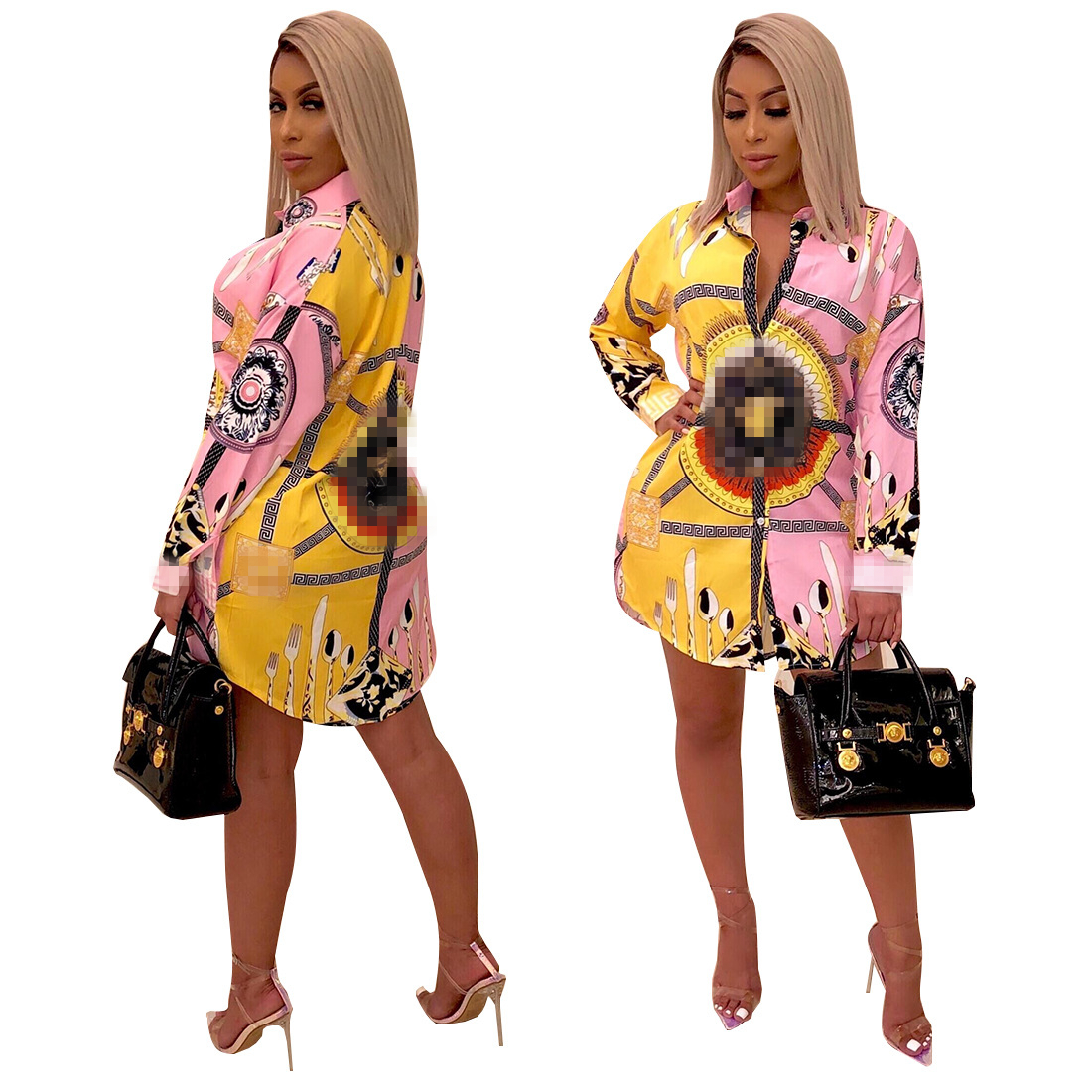 Spring Shirts Casual Loose Mini Dresses Woman Clothing Print Long Sleeve Clubwear Streetwear Shirt Dress J1790 
Spring Shirts Casual Loose Mini Dresses Woman Clothing Print Long Sleeve Clubwear Streetwear Shirt Dress J1790