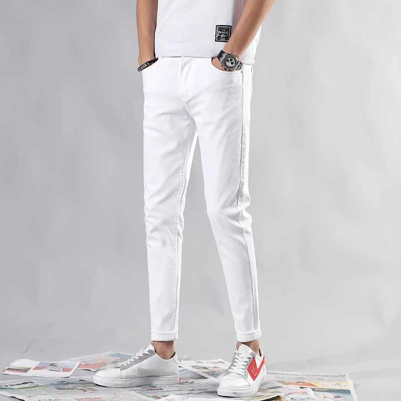2021 New Men Stretch Skinny Jeans Fashion Casual Slim Fit Denim Trousers Blue Black White Sky blue Pants Male Brand Clothes X0621