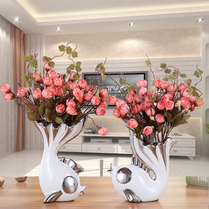Pcs /set Couples Fish Ceramic Vase Romantic Kissing Porcelain Figurines Arts And Crafts Home Decorative Wedding Gifts Vases