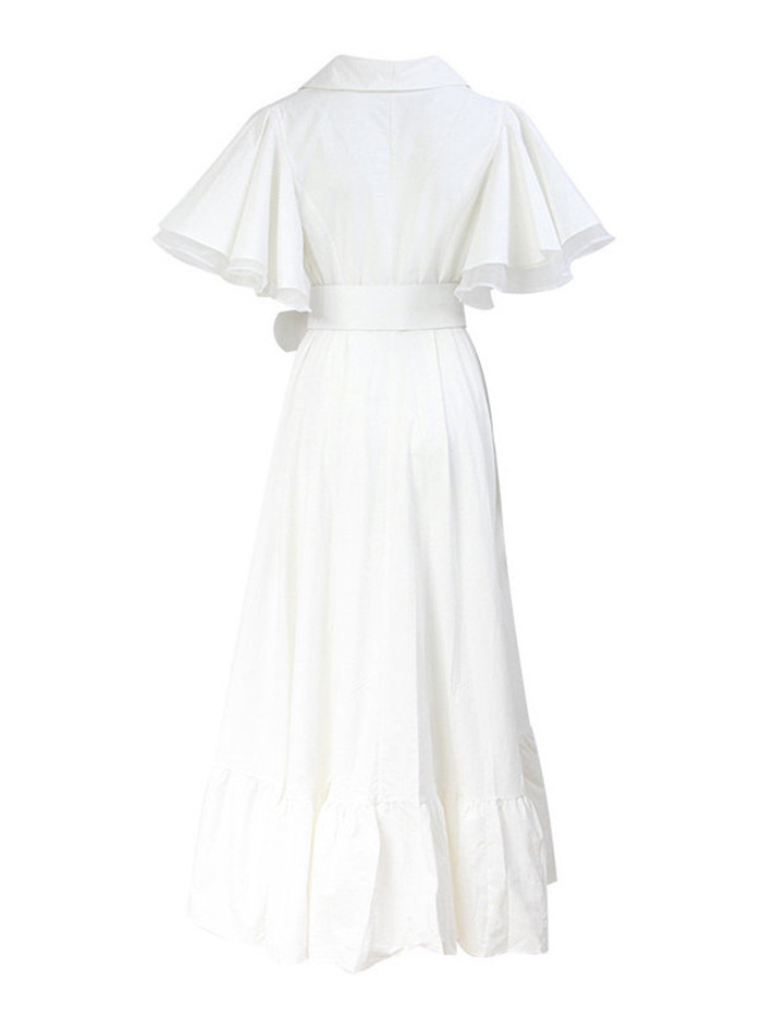 Women Dress Temperament Party Dresses Short Sleeve High Waist Large Hem Maxi Plus Size Sexy Ladies 210513