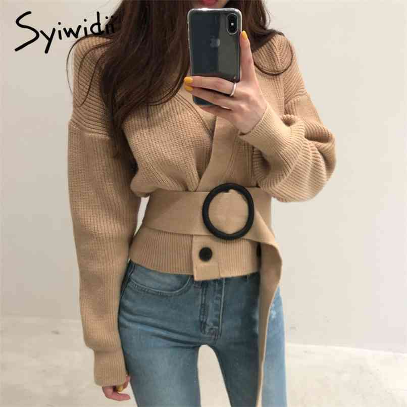 sweater cardigan autumn winter fashion knit outwears with belt chic V neck casual button korean women 210607, Beige
sweater cardigan autumn winter fashion knit outwears with belt chic V neck casual button korean women 210607, Beige