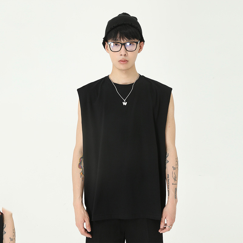 IEFB Men's Wear Ins Summer Korean Fashion Men's Loose Pure White Cantilevered Vest Fitness Sports Sleeveless Tank Tops 9Y5459 210524