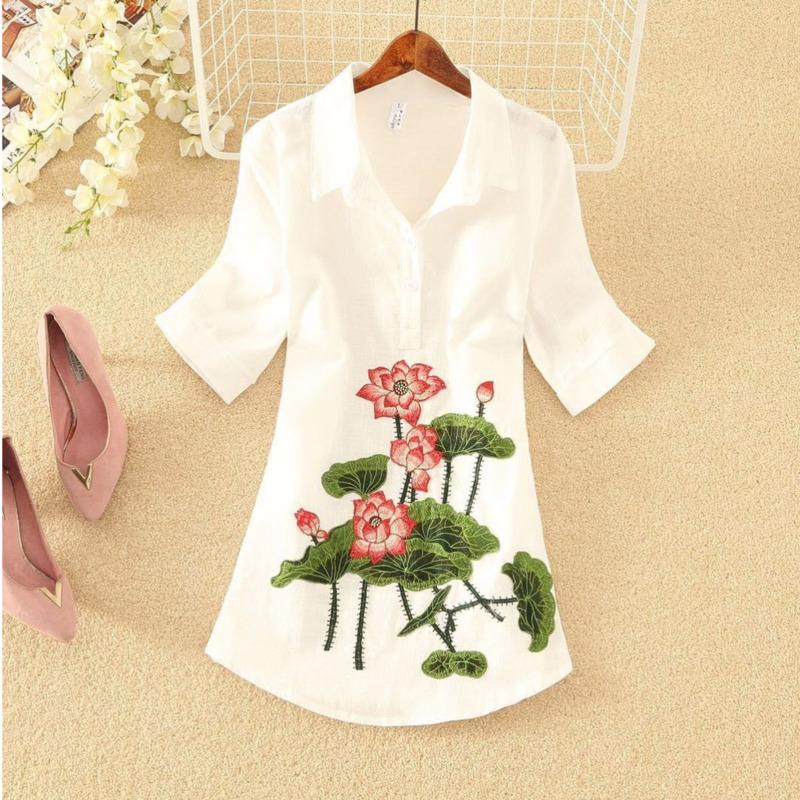 Women's Blouses & Shirts Women Cotton Linen Shirt Embroidery Tops Plus Size Loose Casual White Blusas Camisas De Mujer Vetement Femme 2021, White 2
Women's Blouses & Shirts Women Cotton Linen Shirt Embroidery Tops Plus Size Loose Casual White Blusas Camisas De Mujer Vetement Femme 2021, White 2