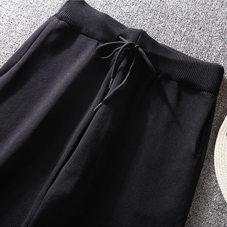 Nomikuma Autumn Winter Sweater Pants Lace Up Stretch High Waist Ankle Trousers Korea Causal Solid Women Sweater Pants 6D023 210427