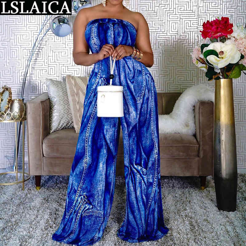 Wholesale Africa Style Jumpsuits Off The Shoulder Print Loose Fashion Casual Bodysuit Women Summer Elegant Streetwear Rompers 210515