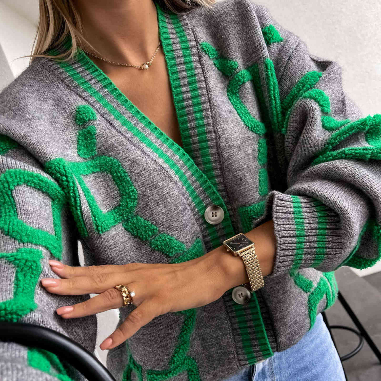 Women Autumn Winter Loose Knitted Cardiagn Casual V-neck Drop-shoulder Sleeve Sweater Coat Female Chic Crochet Outerwear 211123