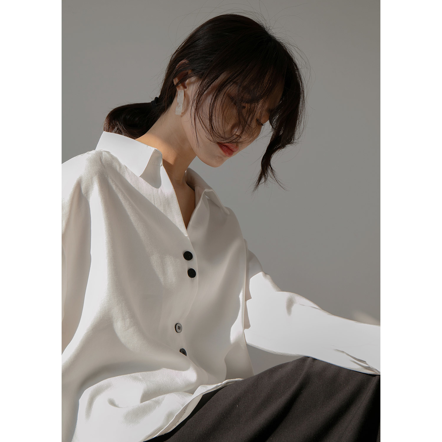 White Button Down Shirt For Women Blouse Black Long Sleeve Casual Top Female Korean Blouses s 210427