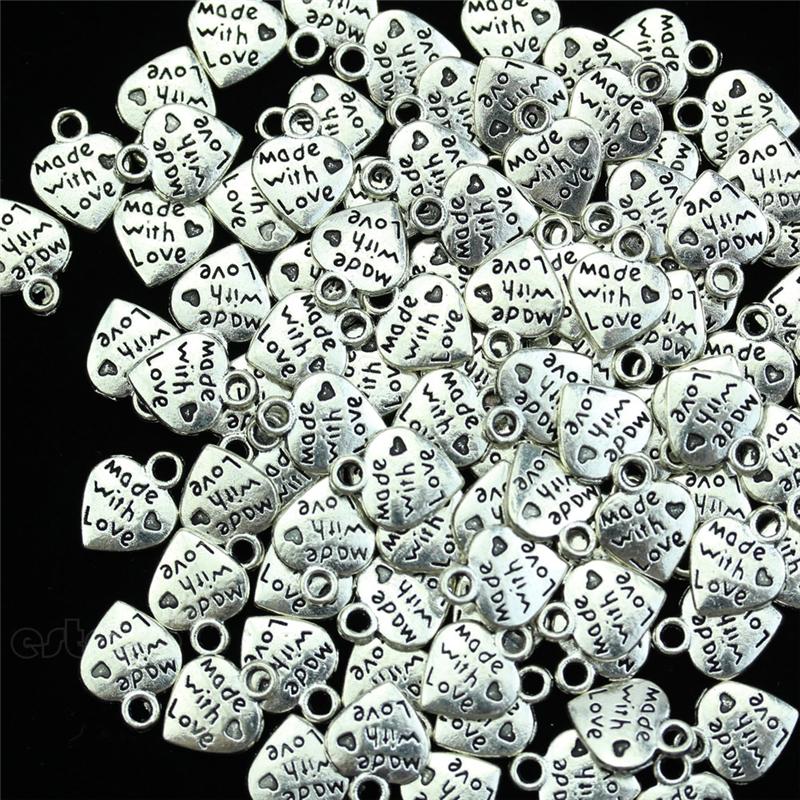 Charms 50pcs/set Fashion Metal MADE WITH LOVE CZ Heart Pendants Necklace Beads For DIY Big Hole Bracelets, Bronze;silver
Charms 50pcs/set Fashion Metal MADE WITH LOVE CZ Heart Pendants Necklace Beads For DIY Big Hole Bracelets, Bronze;silver