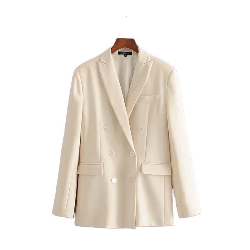 European and American style women's fashion temperament versatile loose simple double-breasted suit 210603, White
European and American style women's fashion temperament versatile loose simple double-breasted suit 210603, White
