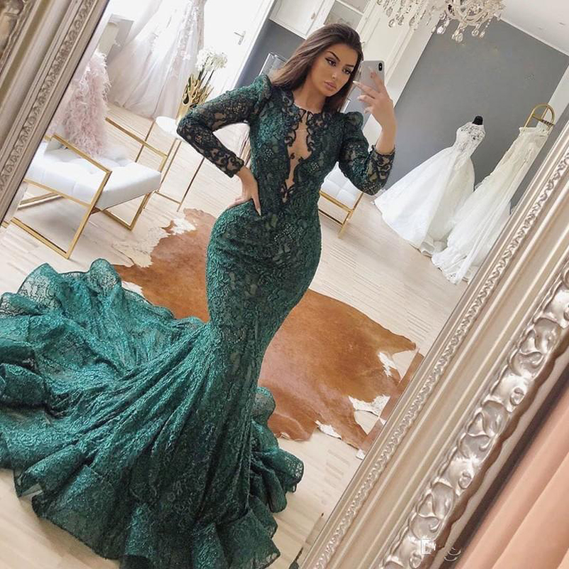 Green Long Sleeves Lace Mermaid Evening Dresses Appliques Jewel Neck Court Train Arabic Formal Prom Gowns, Silver
Green Long Sleeves Lace Mermaid Evening Dresses Appliques Jewel Neck Court Train Arabic Formal Prom Gowns, Silver