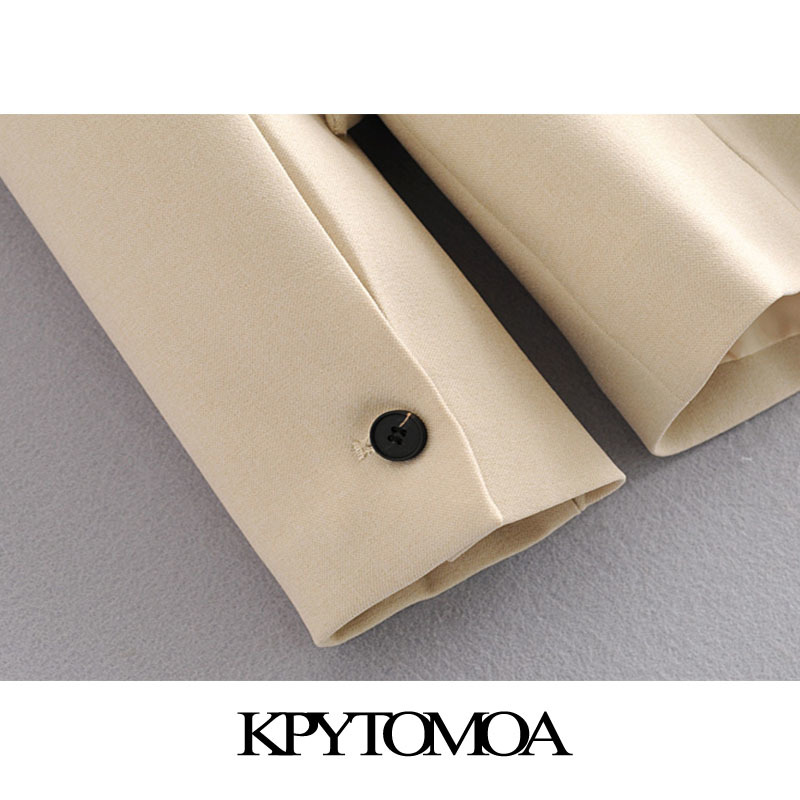 Women Fashion Office Wear Single Button Blazer Coat V Neck Long Sleeve Pockets Female Outerwear Chic Tops 210420