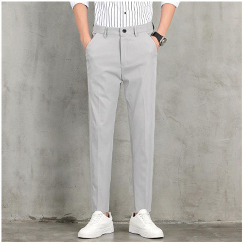 Men's Loose Color Block Pathcowrk High Waist Slim Casual Suit Pants Black Gray Wide Leg Front Folded Trouser Male