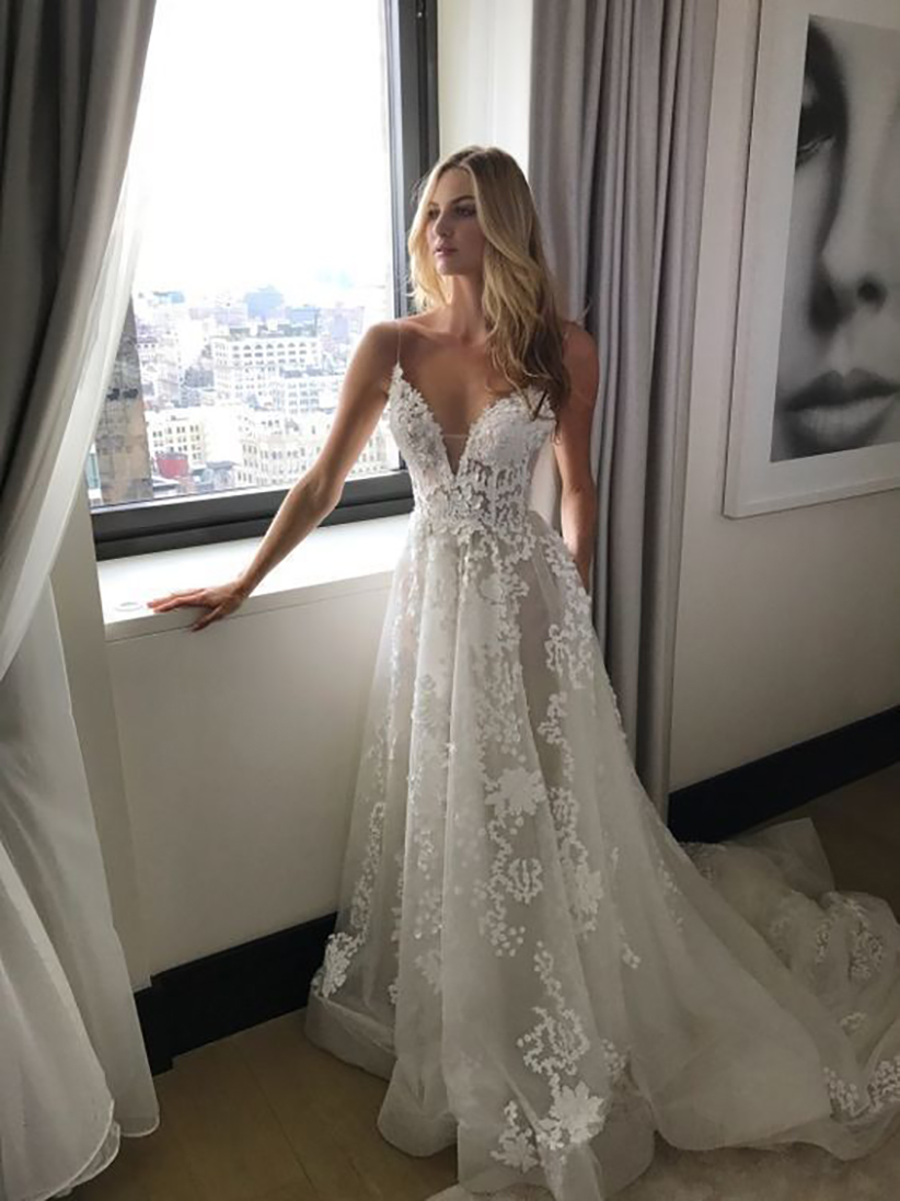 Lace Boho Dresses 2021 Spaghetti Straps V-neck Wedding Gowns Beach Bride Dress Vestido De Noiva 0509