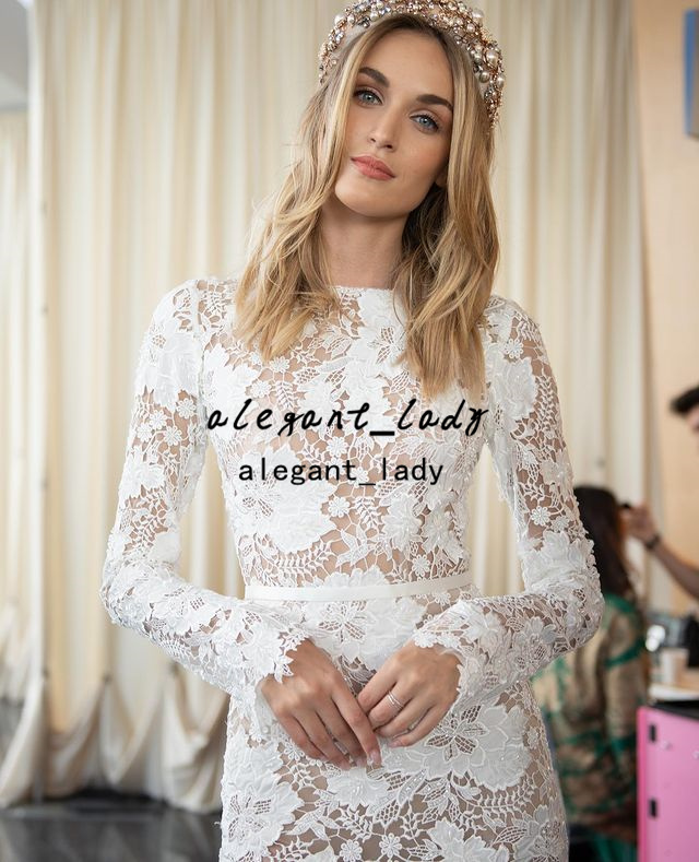 Crochet Cotton Lace Mermaid Wedding Dresses 2022 Berta Backless Long Sleeve Slim Jewel Neck Bohemian Country Bridal Dress vestidos